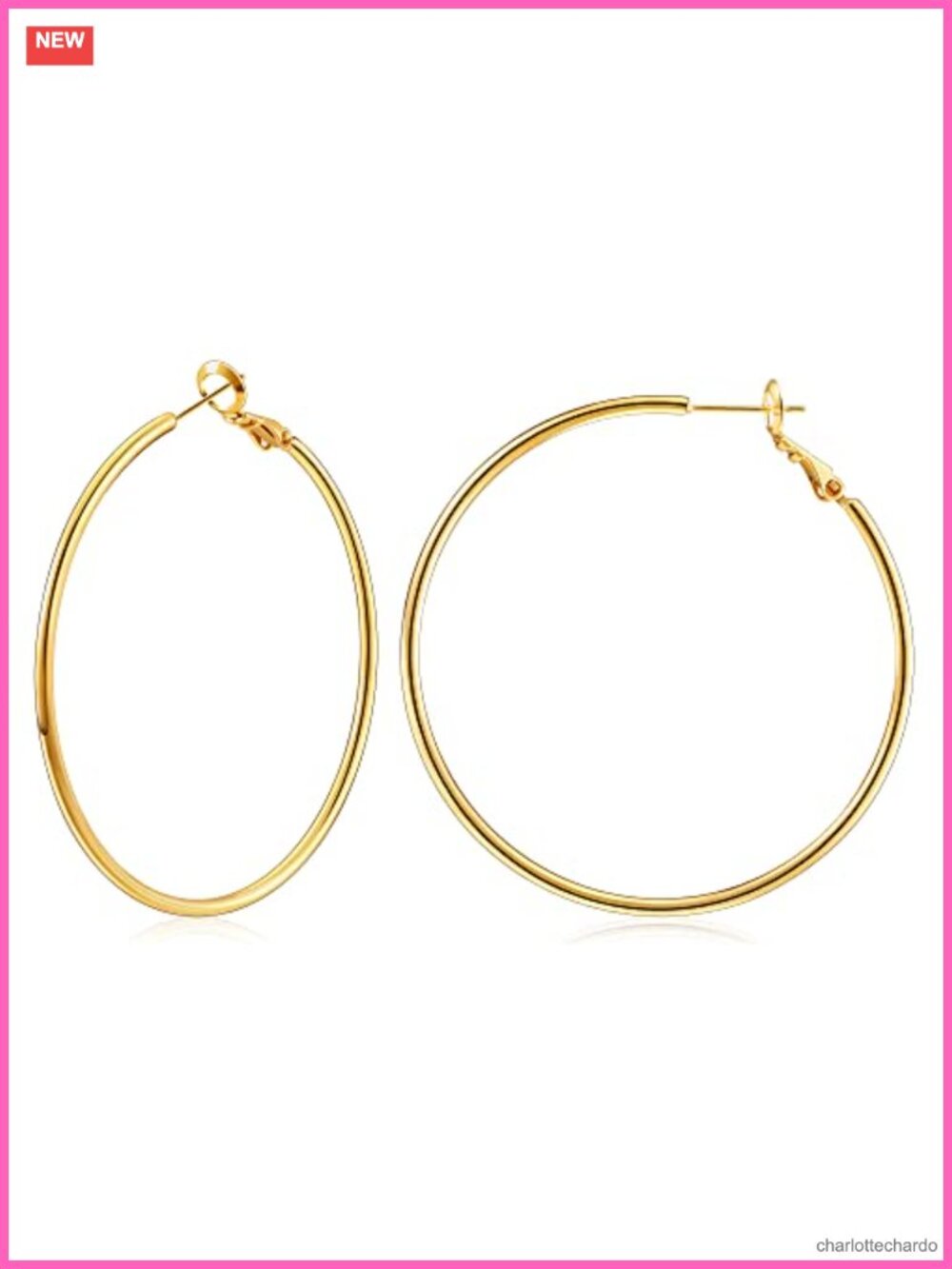14K Gold Plated Thin Hoop Earrings for Women 2 Inch Hypoallergenic
